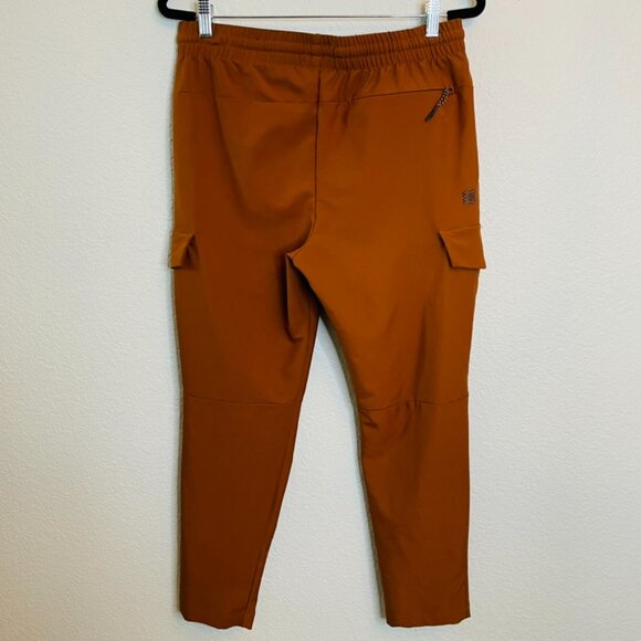 FLX Rust Orange Stretchy Athletic Cargo Casual Elastic Drawstring Pants | Medium - Picture 5 of 8